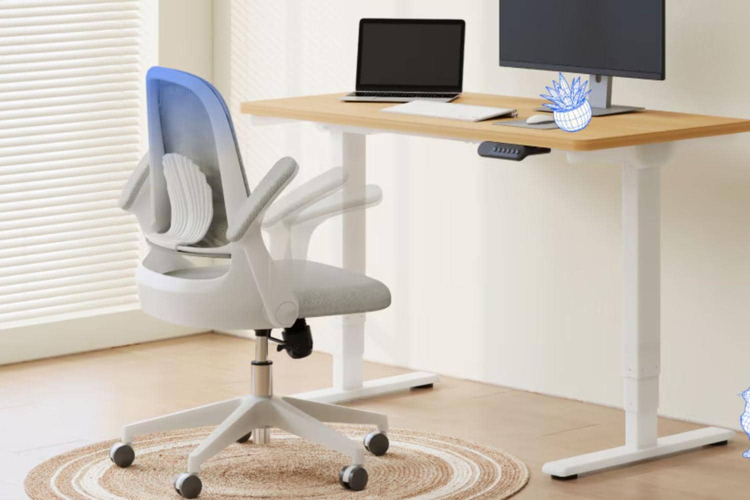 家具 Flexispot 次世代スマートデスク！ワンタッチで高さ調節自由な電動デスク