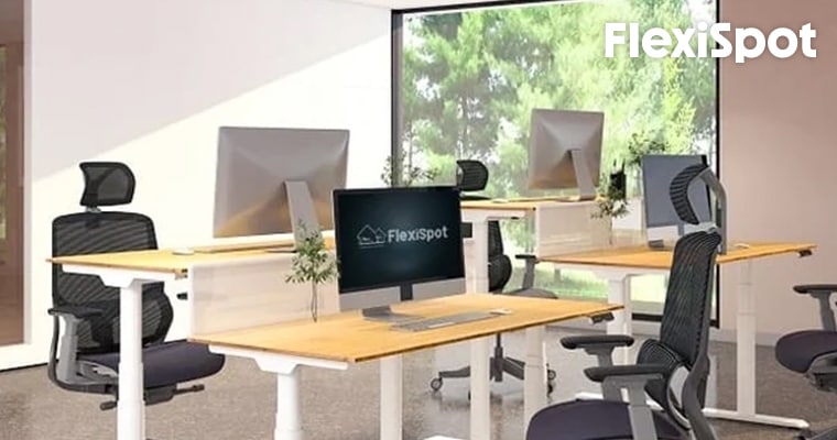 Flexispot製のシットスタンド、トール型、電動スタンディングデスクの